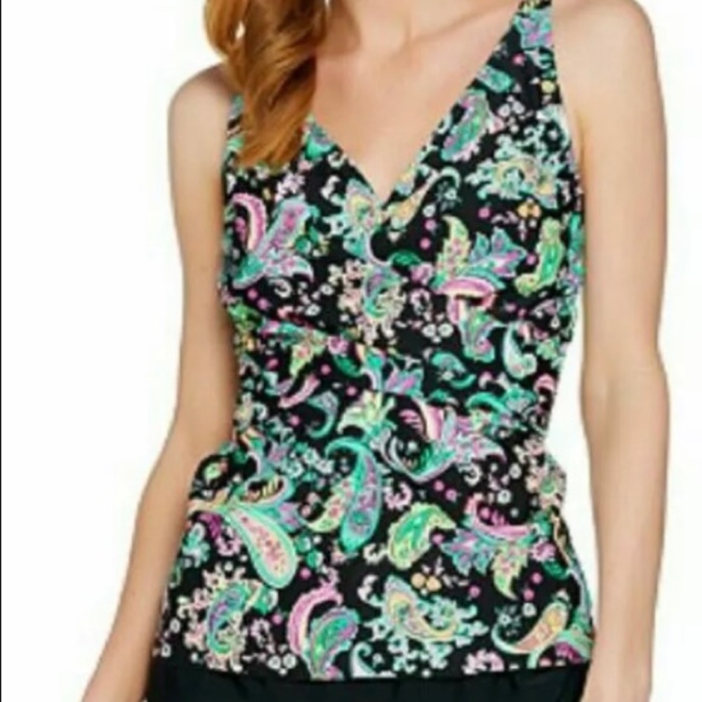 Isaac Mizrahi Paisley Print Tankini/Swimsuit Skirt